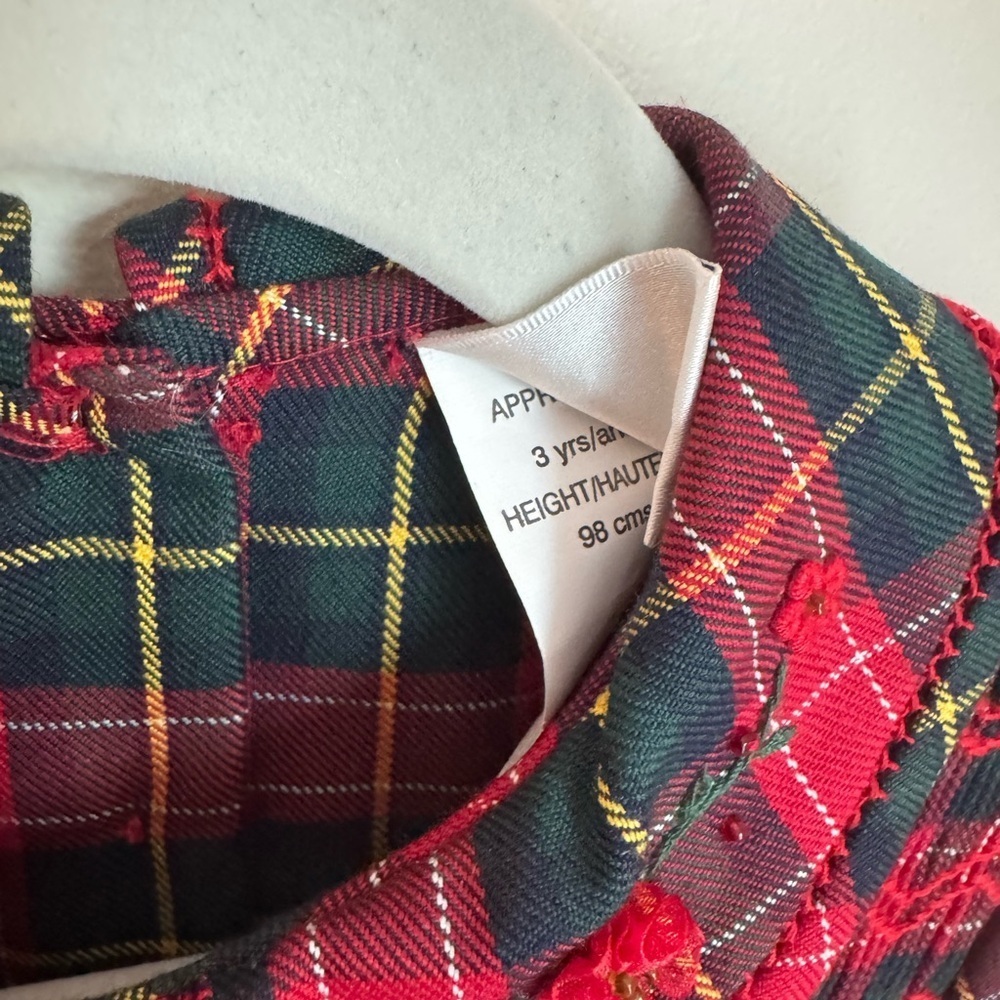 Sarah Louise England Hand Smocked Christmas Plaid Dress Size 3Y - Picture 5 of 9